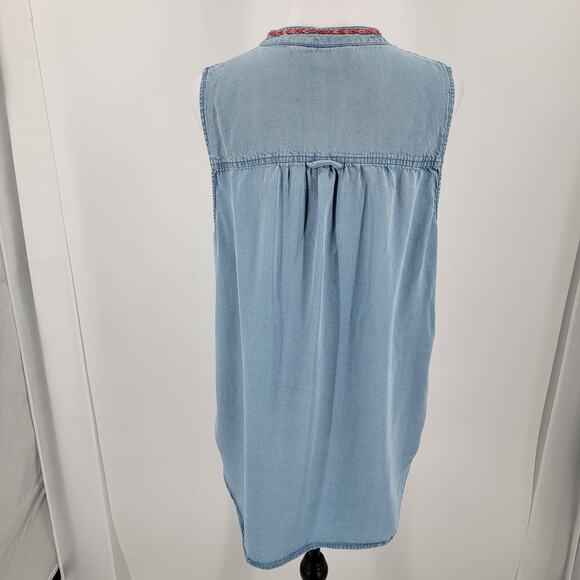 Maeve by Anthropologie Top Womens 12 Sleeveless Embroidered Button Up Tunic - Picture 4 of 11